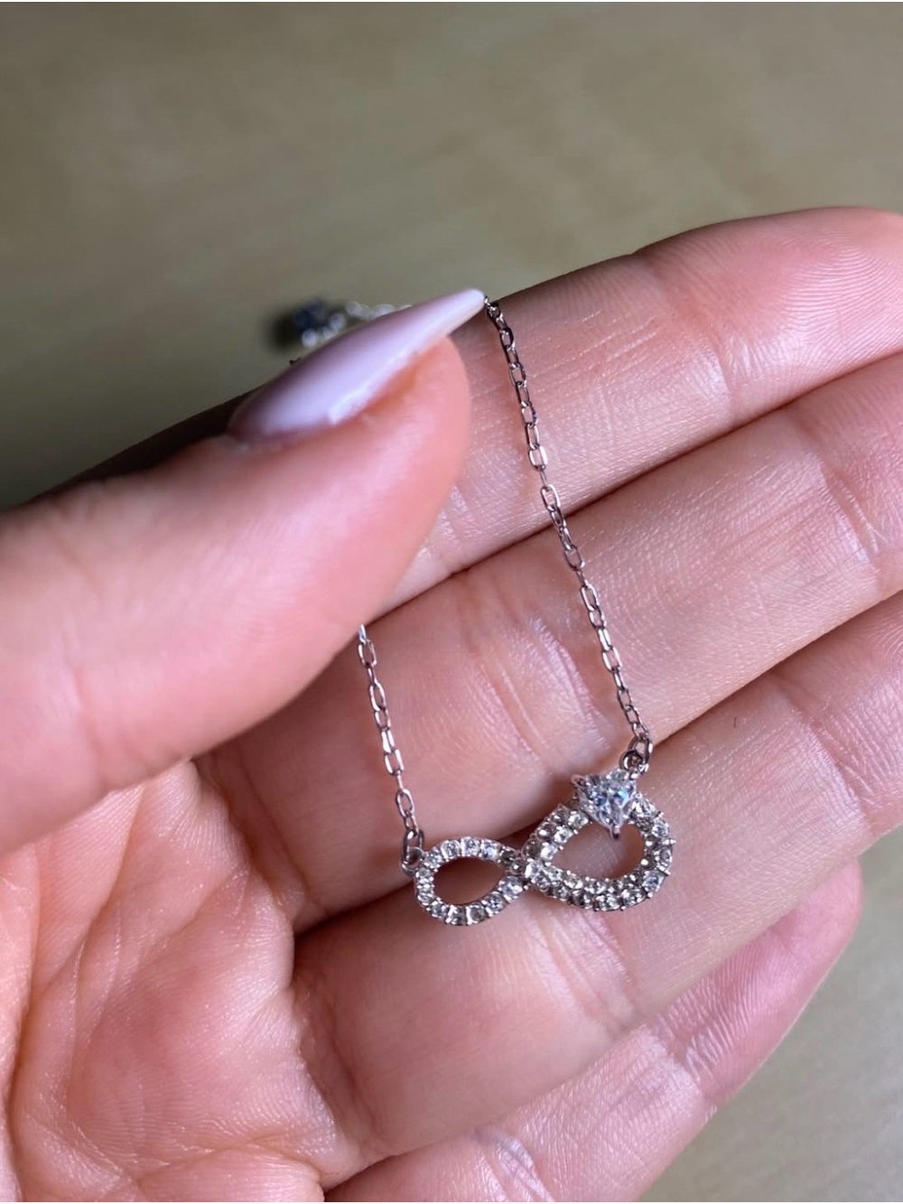 Swarovski Silver-Tone Infinity Pendant Necklace with Clear Crystals